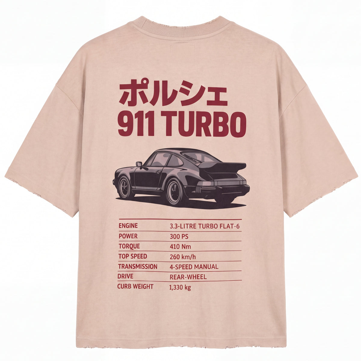 911 Turbo Beige Distressed Oversized T-Shirt