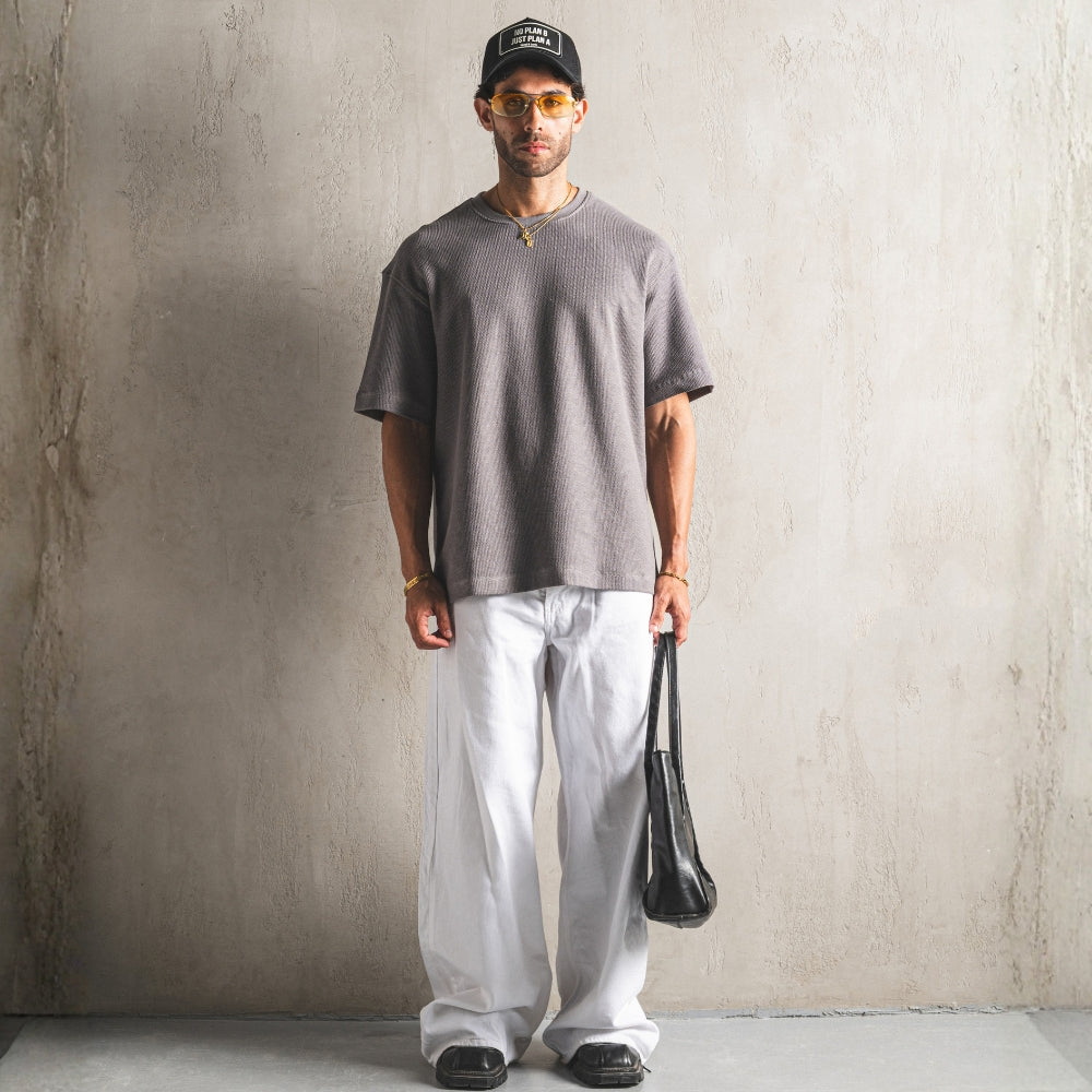 Grey Signature Jacquard Oversized T-Shirt