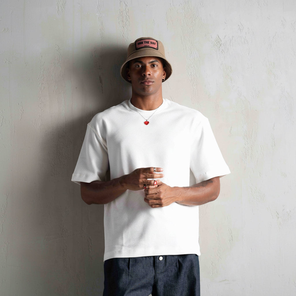 White Signature Jacquard Oversized T-Shirt