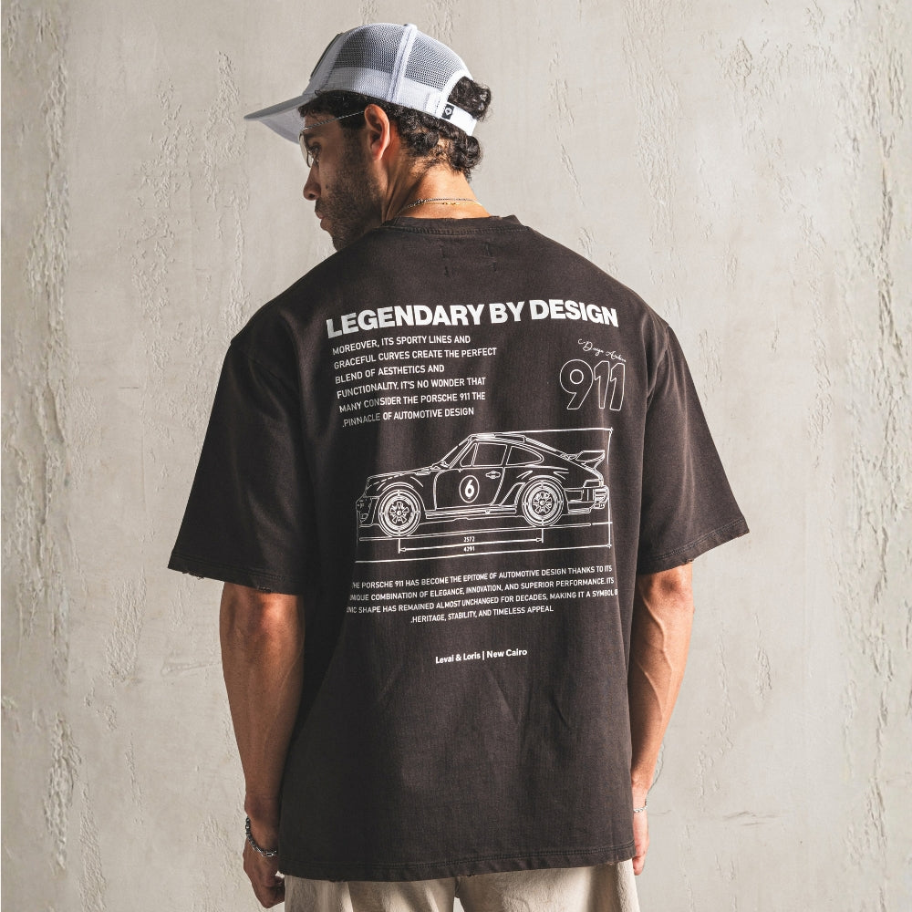 Black Washed Distressed Graphic Oversized T-Shirt