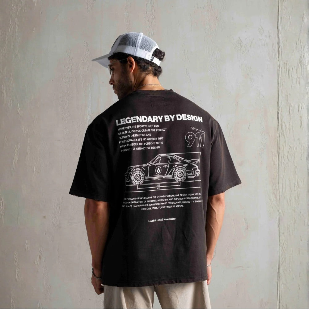 Black Washed Distressed Graphic Oversized T-Shirt
