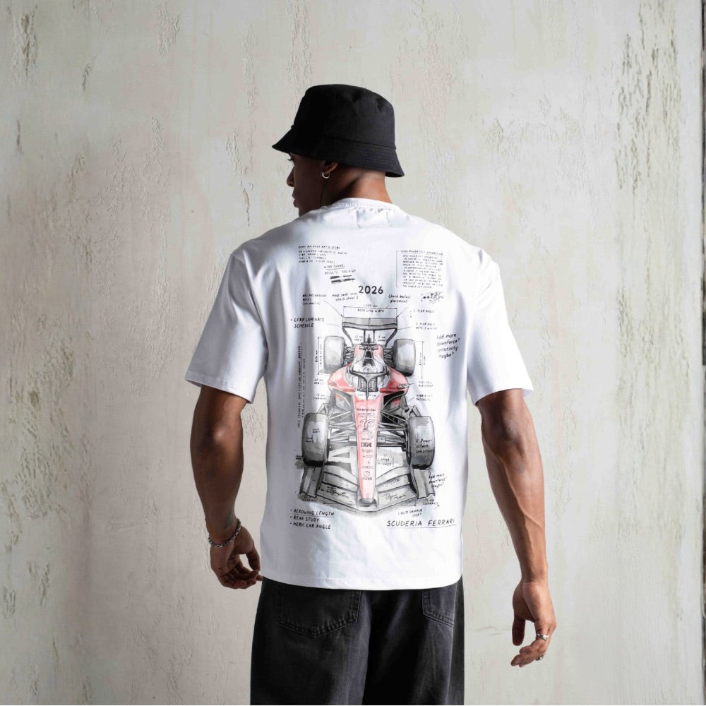 Ferrari SF-26 White Cooling Fabric - Oversized T-Shirt